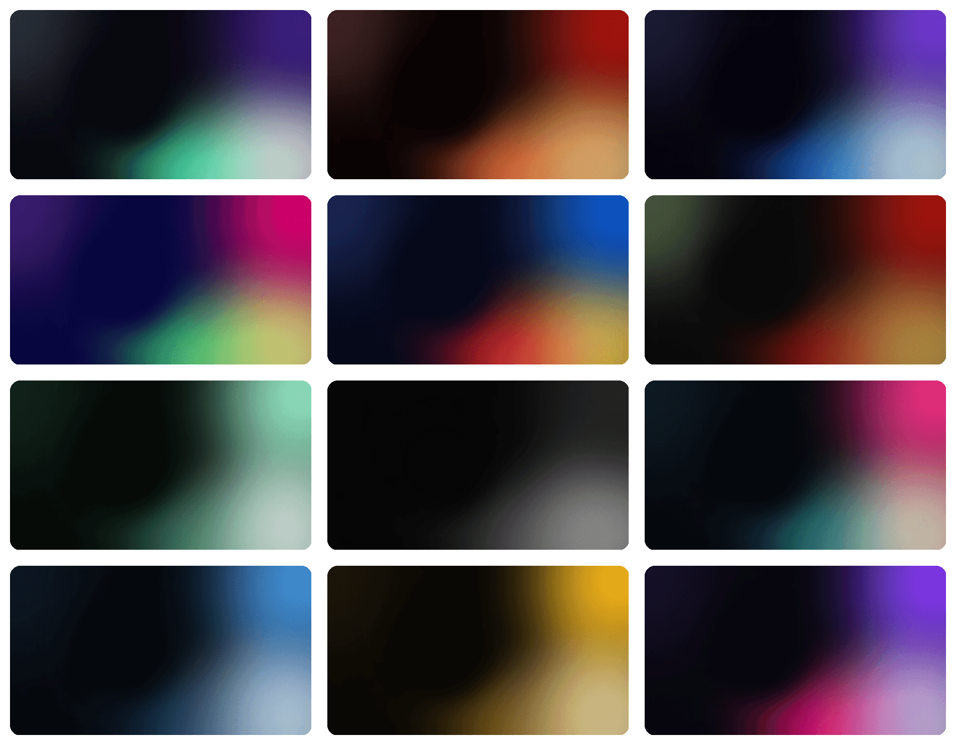 Preview grid of the 12 dark desktop wallpapers
