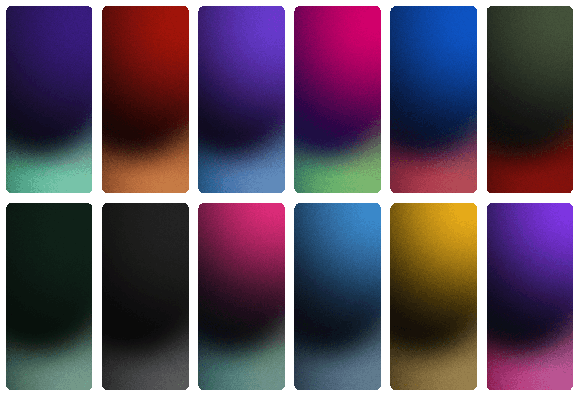 Preview grid of the 12 dark mobile wallpapers